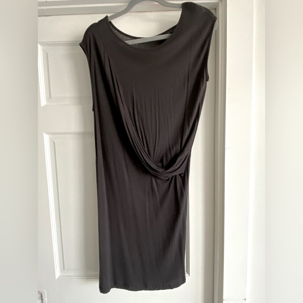 All Saints charcoal grey Sleeveless dress with draped front panel US size 8